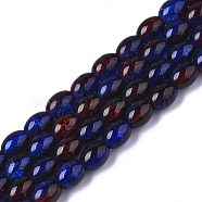 Transparent Crackle Glass Beads Strands, Oval, Medium Blue, 8x5.5~6mm, Hole: 1mm, about 100pcs/strand, 31.4 inch(DGLA-S085-6x8-40)