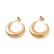 Vacuum Plating 304 Stainless Steel Crescent Moon Stud Earrings for Women, Golden, 27.5x21x4mm, Pin: 0.8mm(EJEW-F280-05D-G)