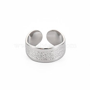 304 Stainless Steel Flat Open Cuff Ring for Women, Stainless Steel Color, US Size 9 1/2(19.3mm)(RJEW-S405-204P)