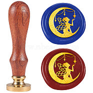 Wax Seal Stamp Set, Sealing Wax Stamp Solid Brass Heads with Wood Handles, for Envelopes Invitations, Gift Card, Angel & Fairy, 83x22mm, Stamps: 25x14.5mm(AJEW-WH0208-1419)