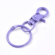 Baking Painted Alloy Swivel Keychain Clasp Findings, with Iron Rings, Lilac, 70mm, Clasp: 44.5x20x7mm, Ring: 30x2.5mm(X-KEYC-WH0016-40G)