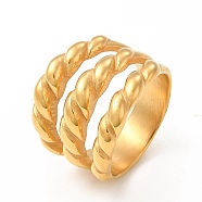 Ion Plating(IP) 304 Stainless Steel Finger Rings for Women Men, Twist Wide Band Rings, Real 18K Gold Plated, US Size 7(17.3mm), 6.5~19mm(RJEW-C049-30A-G)