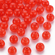 Transparent Crackle Acrylic Beads, Round, Orange Red, 10x9mm, Hole: 2mm, about 940pcs/500g.(MACR-S373-66C-N08)