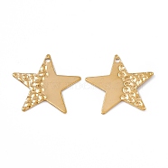Ion Plating(IP) 304 Stainless Steel Pendants, Star Charm, Real 18K Gold Plated, 25x26x1mm, Hole: 1.5mm(STAS-B031-03G)