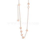 SHEGRACE Titanium Steel Necklaces, with Cable Chains, Heart, Rose Gold, 15.75 inch(40cm)(JN794A)