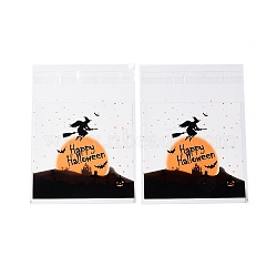 Halloween Theme Plastic Bakeware Bag, with Self-adhesive, for Chocolate, Candy, Cookies, Square, Sandy Brown, 130x100x0.2mm, about 100pcs/bag(OPP-Q004-01I)