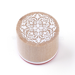 Floral Pattern Wooden Rubber Stamp, for Scrapbooking, BurlyWood, 24x29mm(AJEW-WH0109-97C)