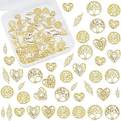 144Pcs 9 Styles Hollow Alloy Cabochons, Nail Art Decoration Accessories, DIY Crystal Epoxy Resin Material Filling, Golden(MRMJ-OC0002-41)