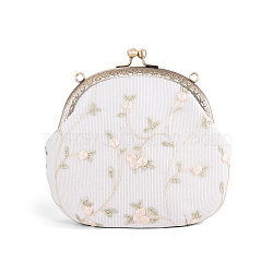 SHEGRACE Corduroy Clutch Evening Women Bag, with Alloy Flower Purse Frame Handle, Alloy Twisted Curb Chain, White, 200x200mm(JBG002A-02)