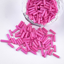 Glass Bugle Beads, Round Hole, Opaque Colours, Camellia, 6~7x1.5~2mm, Hole: 0.8mm, about 10000pcs/bag(SEED-S029-01A-02)