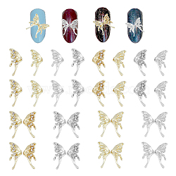 80Pcs 8 Style Alloy Glass Rhinestone Cabochons, Nail Art Decoration Accessories, Butterfly, Mixed Color, 15.5~16x7~7.5x3.3~3.4mm, 10pcs/style(MRMJ-HY0002-28)