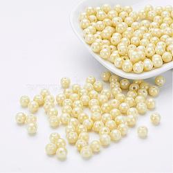 Eco-Friendly Poly Styrene Acrylic Beads, AB Color Plated, Round, Champagne Yellow, 8mm, Hole: 1mm, about 2000pcs/500g(PL425-C21)