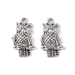 Tibetan Style Alloy Pendants, Lead Free and Cadmium Free, Owl, for Halloween, Antique Silver, 22x12x4.5mm, Hole: 2mm(LF10093Y)