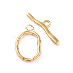 Non-Tarnish Ion Plating(IP) 304 Stainless Steel Toggle Clasps, Oval, Stainless Steel Color, 24x15.5x2.5mm, Hole: 2.5mm, Bar: 28x8x2mm, Hole: 2.5mm(X-STAS-A092-04B-G)