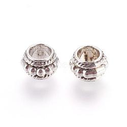 Barrel Tibetan Style Alloy Beads, Cadmium Free & Lead Free, Antique Silver, 8.5x6mm, Hole: 3.5mm(PALLOY-O072-ZN771-RS)