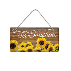 PVC Plastic Hanging Wall Decorations, with Jute Twine, Rectangle, Colorful, Sunflower Pattern, 15x30x0.5cm(HJEW-WH0022-012)