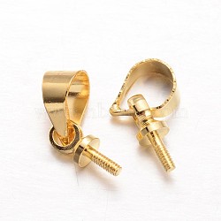 Brass Peg Bails Pendants, For Half Drilled Beads, Golden, 11x4.5x3mm, Hole: 4x3.5mm, Pin: 1mm(X-KK-L134-03G)