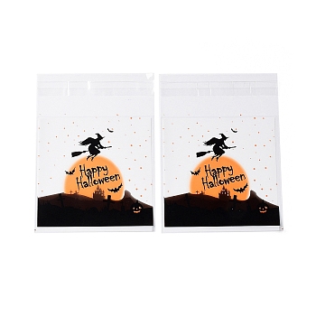 Halloween Theme Plastic Bakeware Bag, with Self-adhesive, for Chocolate, Candy, Cookies, Square, Sandy Brown, 130x100x0.2mm, about 100pcs/bag