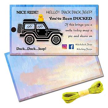 50Pcs Paper Card, Greeting Card, Duck Theme Card, Rectangle, Car Pattern, 87.5x50mm