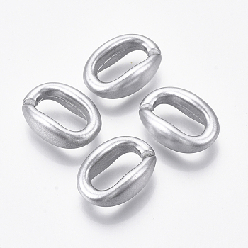 Spray Painted CCB Plastic Linking Rings, Quick Link Connectors, For Jewelry Cable Chains Making, Oval, Silver, 23x16x9mm, Inner Diameter: 7.5x15mm