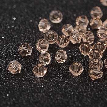 Faceted Bicone Imitation Crystallized Crystal Glass Beads, Dark Khaki, about 4mm in diameter, 3.5mm thick, hole: 1mm