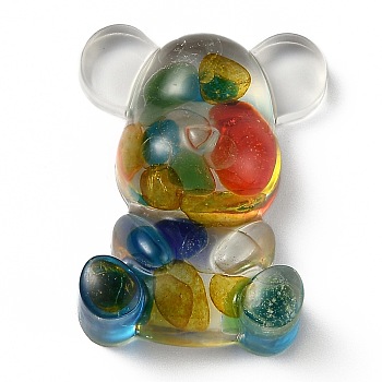 Resin Display Decorations, with Lampwork Chips Inside, Bear, Colorful, 53.5x41x18.5mm