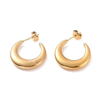 Vacuum Plating 304 Stainless Steel Crescent Moon Stud Earrings for Women, Golden, 27.5x21x4mm, Pin: 0.8mm