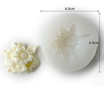 Flower Scented Candle Food Grade Silicone Molds, Candle Making Molds, Aromatherapy Candle Mold, White, 6.5x6.5x2.6cm