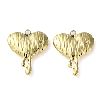 304 Stainless Steel Pendants, Melting Heart Charm, Real 18K Gold Plated, 18x15x3mm, Hole: 1.6mm