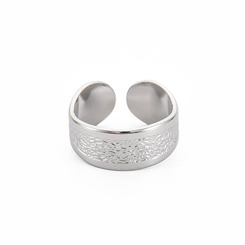 304 Stainless Steel Flat Open Cuff Ring for Women, Stainless Steel Color, US Size 9 1/2(19.3mm)