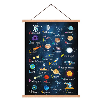 Cotton Linen Hanging Painting, with Space Theme Pattern, Decoration Accessories, Rectangle, Mixed Color, 440x280mm