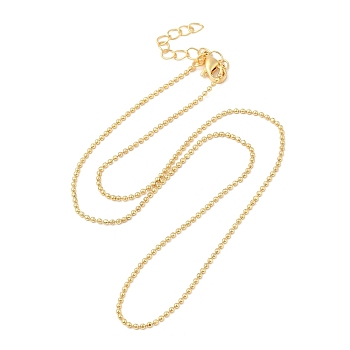 Rack Plating Brass Ball Chain Necklace for Women, Lead Free & Cadmium Free, Real 18K Gold Plated, 17.80 inch(45.2cm)