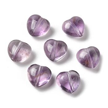 Natural Amethyst Beads, Heart, 9.5~10x10~10.5x6.5mm, Hole: 1.2mm