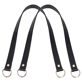 2Pcs PU Leather Purse Strap Extenders, with Metal Spring Gate Rings, Platinum, Black, 571x19mm