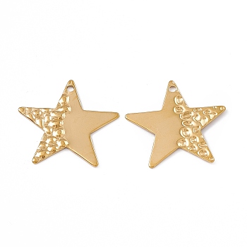 Ion Plating(IP) 304 Stainless Steel Pendants, Star Charm, Real 18K Gold Plated, 25x26x1mm, Hole: 1.5mm