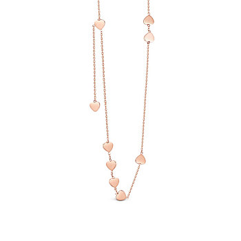 SHEGRACE Titanium Steel Necklaces, with Cable Chains, Heart, Rose Gold, 15.75 inch(40cm)