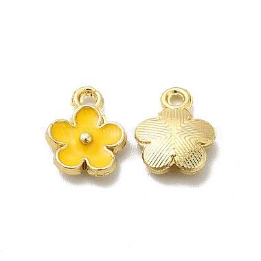 Light Gold Yellow Flower Alloy+Enamel Pendants