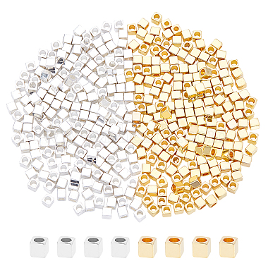 Golden & Silver Cube Brass Spacer Beads