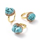 Adjustable Natural Turquoise Nugget Adjustable Ring with Rhinestone(RJEW-A011-10G)-1