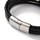 Men's Braided Black PU Leather Cord Multi-Strand Bracelets(BJEW-K243-11P)-3