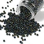 TOHO 6/0 Round Beads, Japanese Seed Beads, (84) Metallic Iris Green/Brown, 4mm, Hole: 1.5mm, about 168pcs/10g(X-SEED-TR06-0084)