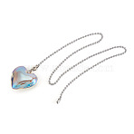 Glass Heart Charms Ceiling Fan Pull Chain Extenders, with Iron Ball Chains, Platinum, Light Sky Blue, 615mm(HJEW-TAC0159)