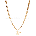 1Pc 304 Stainless Steel Letter Pendant Necklaces, Golden, Lead Free & Nickel Free & Cadmium Free, Letter X, 15.16 inch(38.5cm)~16.54 inch(42cm), Letter: 12.5x11mm(NJEW-LP0001-33X-G)
