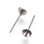 Non-Tarnish 304 Stainless Steel Post Stud Earring Settings, for Pointed Back Xilion Rivoli Rhinestone, Stainless Steel Color, Fit For: 5mm Rhinestone, 14.5x6mm, Pin: 0.6mm(STAS-E446-01D-P)