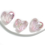 Heart Transparent Acrylic Beads, Faceted, Pink, 17x18.5x12mm, Hole: 2.4mm(MACR-CJC0002-02A-02)