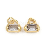 Brass Micro Pave Clear Cubic Zirconia Charms, Bag Charm, with Jump Ring, Rack Plating, Long-Lasting Plated, Lead Free & Cadmium Free, Real 18K Gold Plated, 9.5x11x5mm, Hole: 3mm(KK-A269-37G)