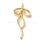 Rack Plating Brass Pendants, with Jump Ring, Long-Lasting Plated, Lead Free & Cadmium Free, Bowknot, Real 18K Gold Plated, 41.5x20.5x5.5mm, Hole: 3mm(KK-B092-33G)