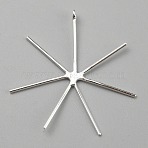 925 Sterling Silver 6 Claw Prongs Pendant Blank Cabochon Settings, Easy Mount Claw Settings, for Irregular Raw Gemstone Jewelry Making Supplies, with 925 Stamp, Silver, 34x30x2.5mm, Hole: 1mm(STER-WH0005-10S)