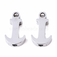 304 Stainless Steel Beads/Pendants, Anchor, Stainless Steel Color, 14.5x8.5x3mm, Hole: 2mm(X-STAS-S079-188P)
