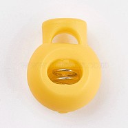 Plastic Iron Spring Cord Locks, Gold, 15x20x15mm, Hole: 6x4mm(FIND-WH0017-10)